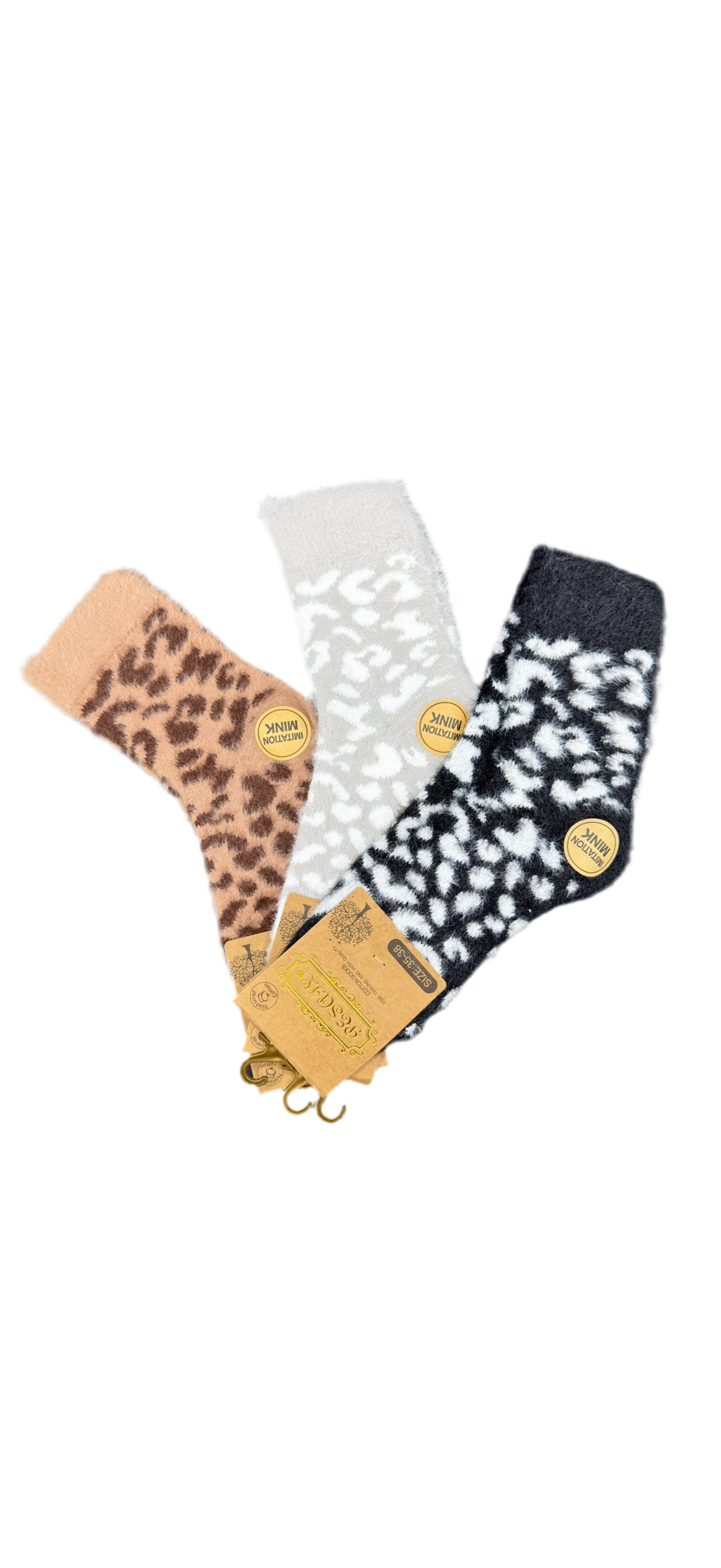 Leopard brown socks 3-pack
